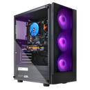 Prebuilt gaming PC with RGB fans, refurbished, optimized for gaming.