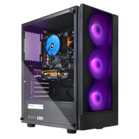 Prebuilt gaming PC with RGB fans, refurbished, optimized for gaming.