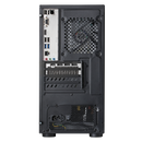 Rear panel ports of a black gaming PC case showing various connectivity options